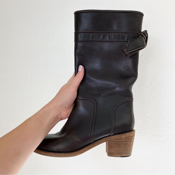 See by Chloe - Brown Leather Boots - Picture 4 of 9